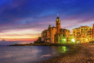 The tourist resort of Camogli on the Italian Riviera in the Metropolitan City of Genoa, Liguria,