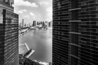 Gritty urban Marina Bay view in Singapore at night