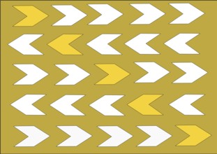 Background pattern arrows two-coloured in white and yellow, background ochre, illustration