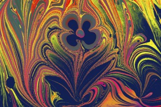 Abstract marbling floral pattern for fabric, tile design. background texture