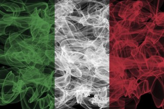 Italy Smoke Flag on Black Background, Italy flag