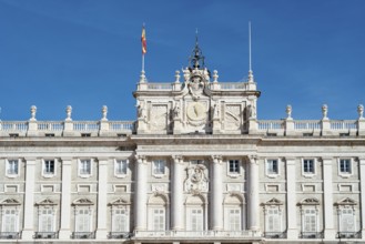 Royal Palace in Madrid in a beautiful blue sky day, Spain, Europe