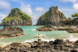 Fernando de Noronha, Brasil. Turquoise water around the Two Brothers rocks, UNESCO World Heritage