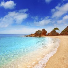 Platja Fenals Fanals Beach in Lloret de Mar at Costa Brava of Catalonia Girona Spain