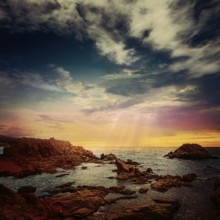 Lloret de Mar beach sunset in costa Brava of Catalonia spain