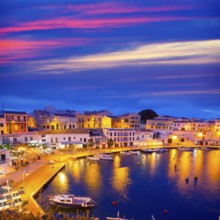 Calasfonts Cales Fonts Port sunset in Mahon at Balearic islands