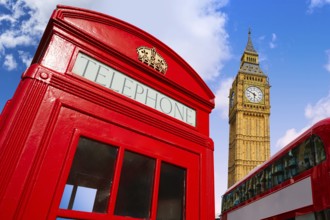 London bus photomount with telephone box and Big Ben