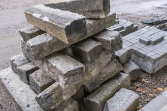 Stack of kerbstones on a building site