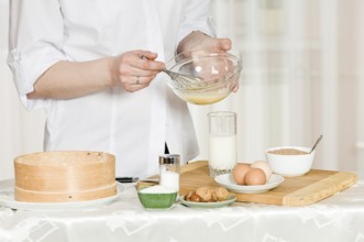 Preparation of food from eggs and other ingredients