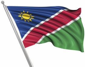 Flag of Namibia, isolated on white
