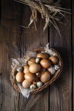 Fresh eggs straight from the farm in a basket