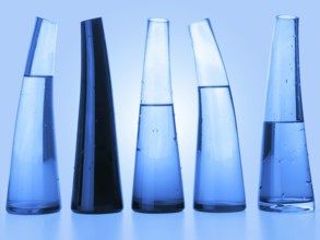 Laboratory flasks with liquid in blue (clipping path)