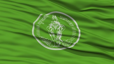 Closeup Bangkok City Flag, Capital City of Thailand, Waving in the Wind