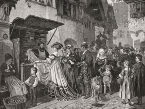 Market scene in the Middle Ages, Germany, Europe