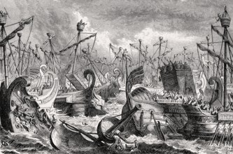 A naval battle in ancient Rome