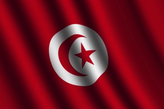 The Tunis flag flying in the wind