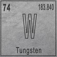 Tungsten chemical element, Sign with atomic number and atomic weight, Periodic Table Element,