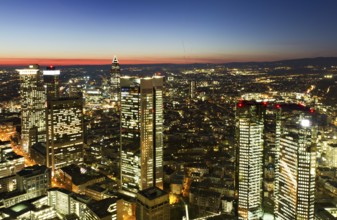 Financial district of Frankfurt at twilight, Hesse, Germany Frankfurt, Germany, Europe