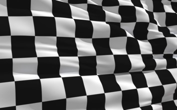 Fluttering checkered flag on the wind