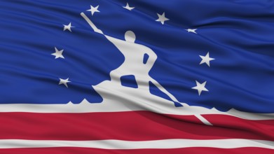 Closeup Richmond Flag, Capital of Virginia State, Flying in the Wind