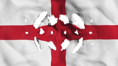 England flag with a small hole, white background, 3D rendering
