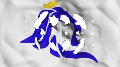 Luxembourg city flag with a small holes, white background, 3d rendering