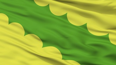 Vega Baja City Flag, Country Puerto Rico, Closeup View, 3D Rendering