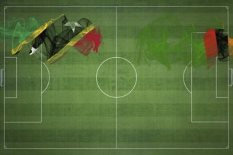 Saint Kitts and Nevis vs Zambia Soccer Match, national colors, national flags, soccer field,