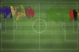 Andorra vs Zambia Soccer Match, national colors, national flags, soccer field, football game,