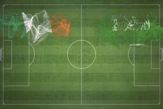Ireland vs Saudi Arabia Soccer Match, national colors, national flags, soccer field, football game,