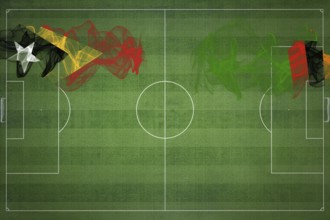 East Timor vs Zambia Soccer Match, national colors, national flags, soccer field, football game,