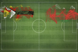 Zimbabwe vs Oman Soccer Match, national colors, national flags, soccer field, football game,