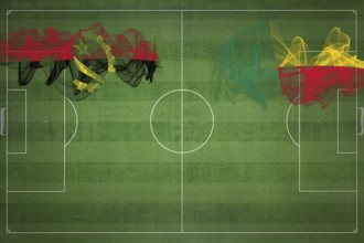 Angola vs Benin Soccer Match, national colors, national flags, soccer field, football game,