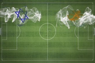 Israel vs Cyprus Soccer Match, national colors, national flags, soccer field, football game,