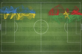 Rwanda vs Burkina Faso Soccer Match, national colors, national flags, soccer field, football game,