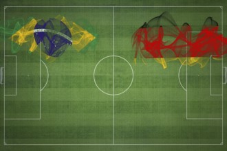 Brazil vs Germany Soccer Match, national colors, national flags, soccer field, football game,