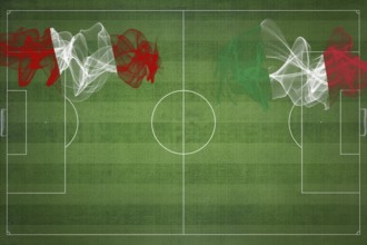 Peru vs Italy Soccer Match, national colors, national flags, soccer field, football game,