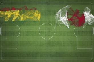 Bolivia vs Japan Soccer Match, national colors, national flags, soccer field, football game,