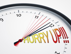 An image of a nice clock with hurry up!!!
