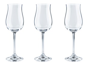 Three modern goblets over the white background