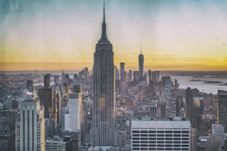 Amazing aerial view of Manhattan skyline from a vantage viewpoint