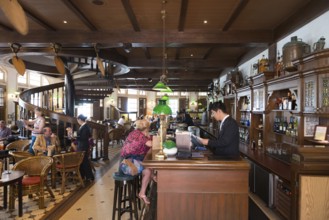 Interior of the famous Long Bar In Raffles hotel, Singapore, Asia