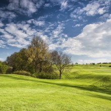 On the empty golf course in spring in Czech Republic