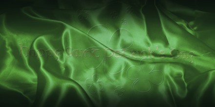 Happy Saint Patrick's Day. Text With Clover Leafs Isolated On Green Irish Background 3D