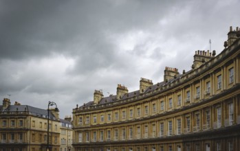 Curved terrace of Georgian Town houses in The Circus, Bath, England, United Kingdom, Europe