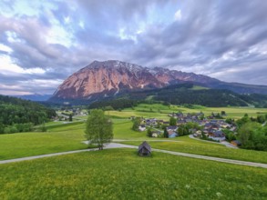 Summer austrian landscape with Grimming mountain (2.351 m), an isolated peak in the Dachstein