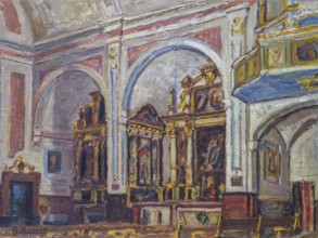 Guillem Bestard, Interior esglesia del Roser, oil on canvas, pollensa museum, Majorca, Balearic