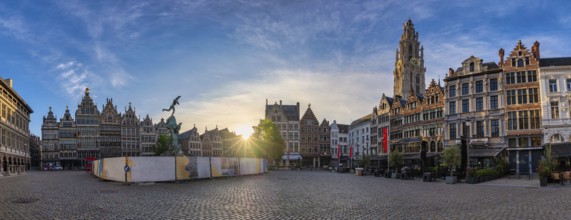 Antwerp Belgium, sunrise panorama city skyline at Grote Markt (Large Market) Square