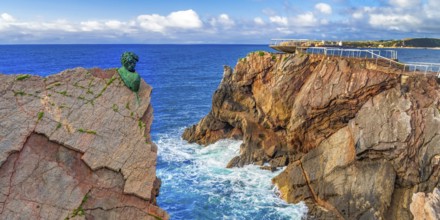 Philippe Cousteau Sculpture, Salinas, Principado de Asturias, Spain, Europe