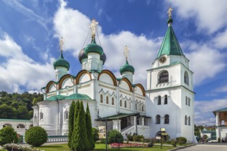 Pechersky Ascension Monastery in Nizhny Novgorod, Russia. Ascension Cathedral and bell tower
